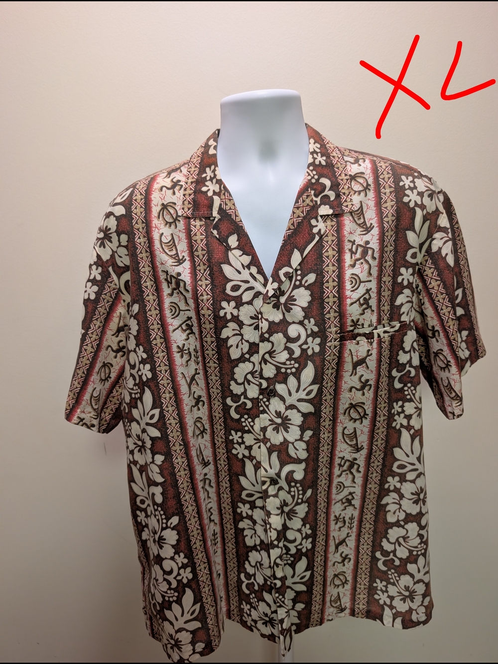 Men's Brown Floral Short-Sleeve Button-Down Camp Shirt